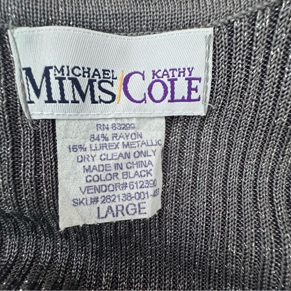 Michael Mims Kathy Cole Black Metallic Dress Body Con Vintage SZ L - Picture 9 of 15